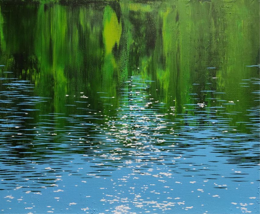 Tomek Mistak, Światło 26.04, akryl na płótnie, 40x50cm w ramie.