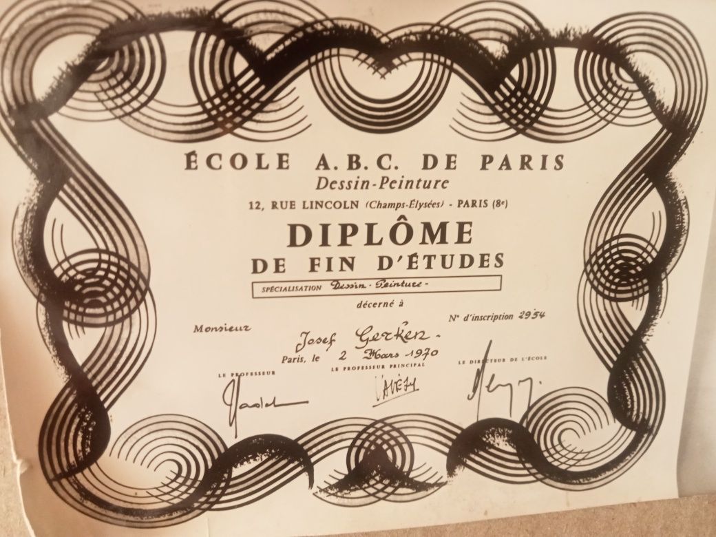 Owalny obraz olejny Kwiaty Akademia Sztuk Pięknych Paryż Sygnowany Ory