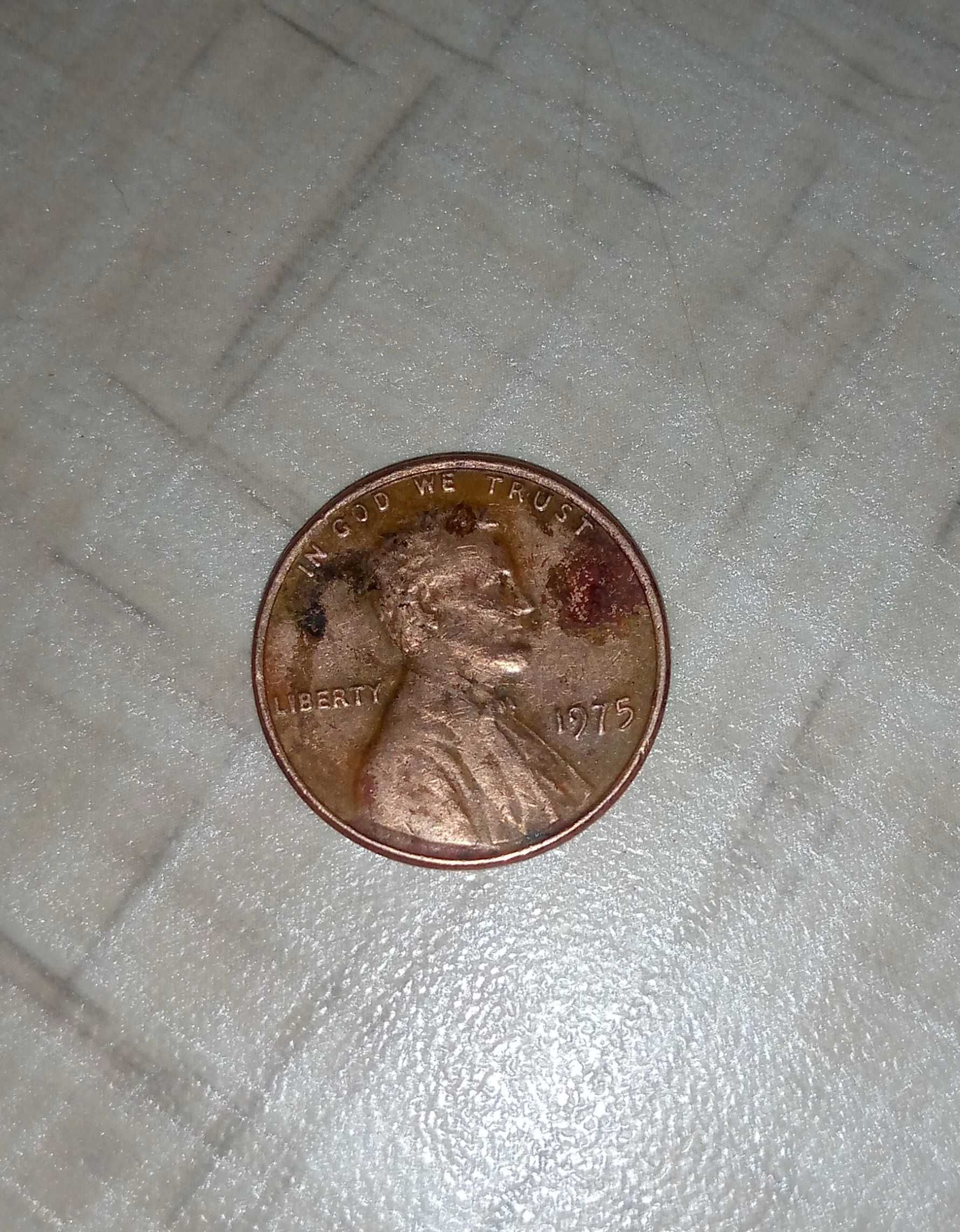 Монета One cent 1975 Liberty року(перевертиш)