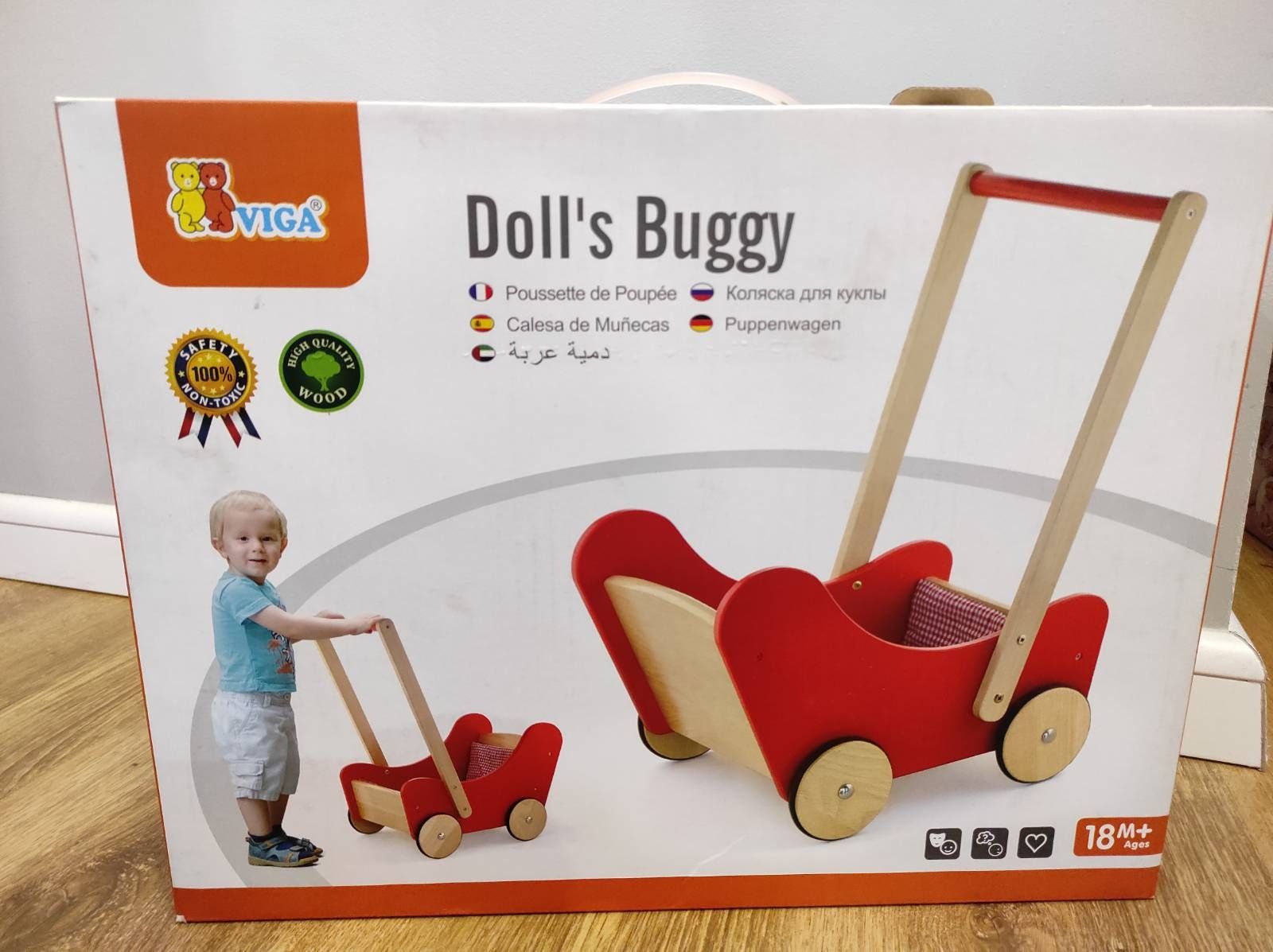 Viga Buggy drewniany wózek dla lalek, pchacz