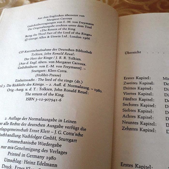 J R R Tolkien - Senhor dos Anéis - Ed. Klett-Cotta  1980 ALEMÃO