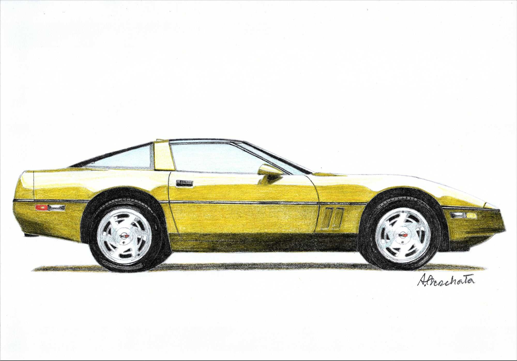 Rysunek samochodu Chevrolet Corvette C4 format A4