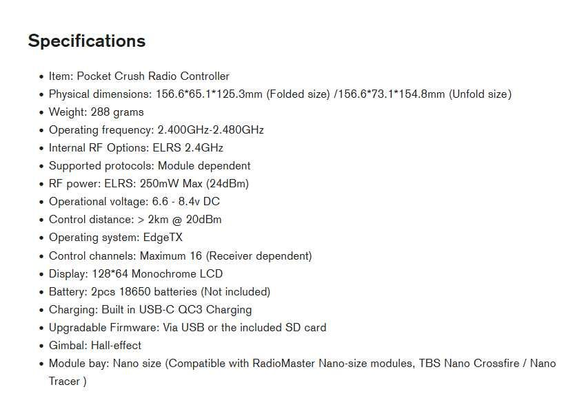 Новый комплект аппаратуры RADIOMASTER Pocket Crush (ELRS 2.4GHz)