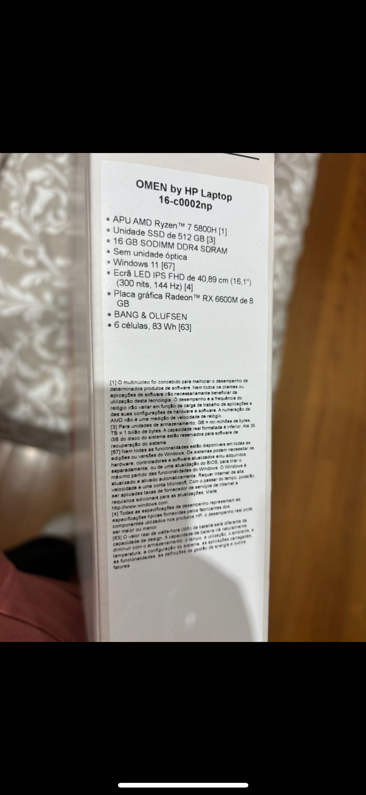 HP Omen gaming- 16-c002np 8GB RAM - Como novo caixa (setembro 2022)