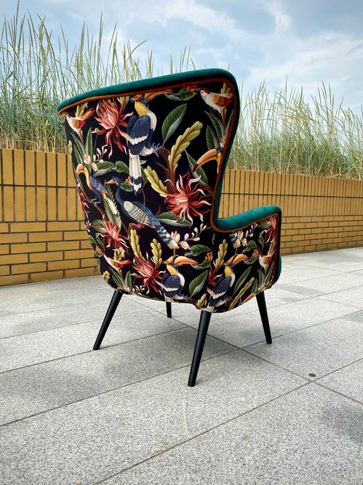 fotel uszak, skandynawski, loft, nowoczesny lata 50