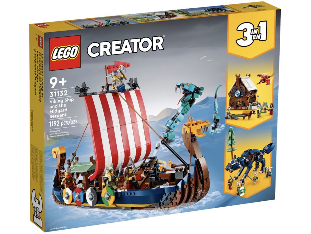 LEGO 31132 Creator 3w1 - Statek wikingów i wąż z Midgardu