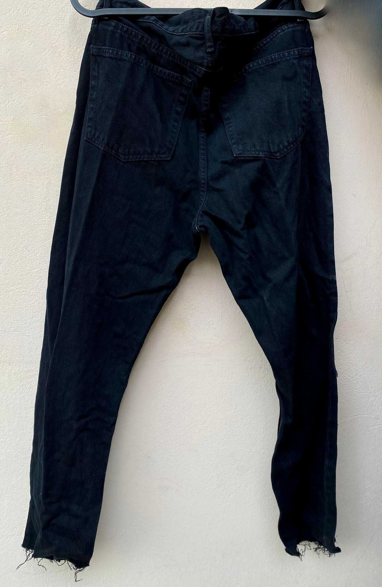 Zara Woman Premium Denim Collection czarne jeansy/spodnie z koralikami