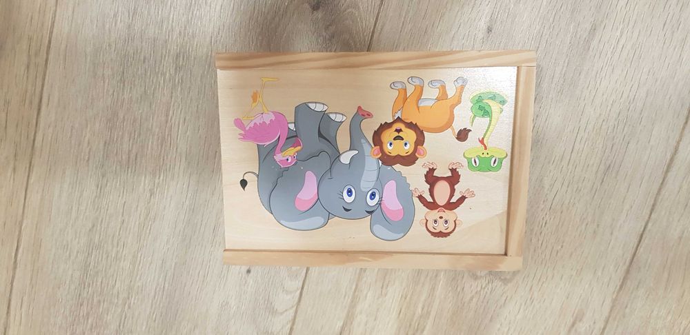 Drewniane domino zwierzęta Montessori