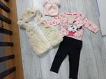 Jesienny komplet kamizelka bezrękawnik czapka bluza legginsy 74