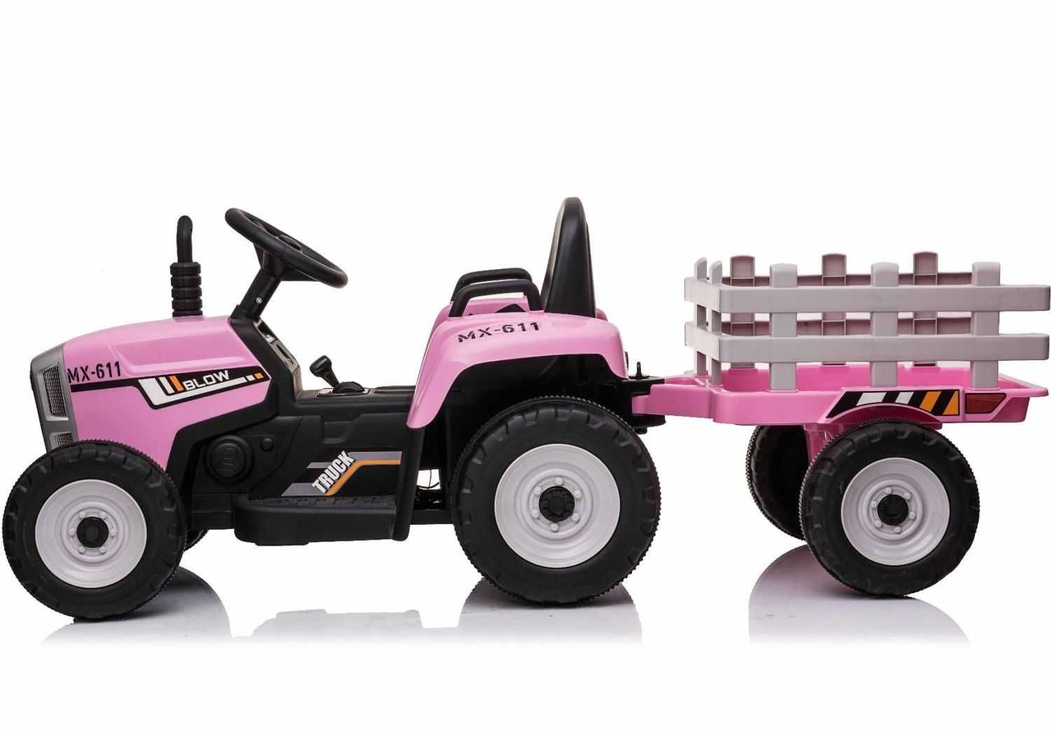 Autko TRAKTOR NA AKUMULATOR Z PRZYCZEPĄ dzieci zabawka jeździk pojazd