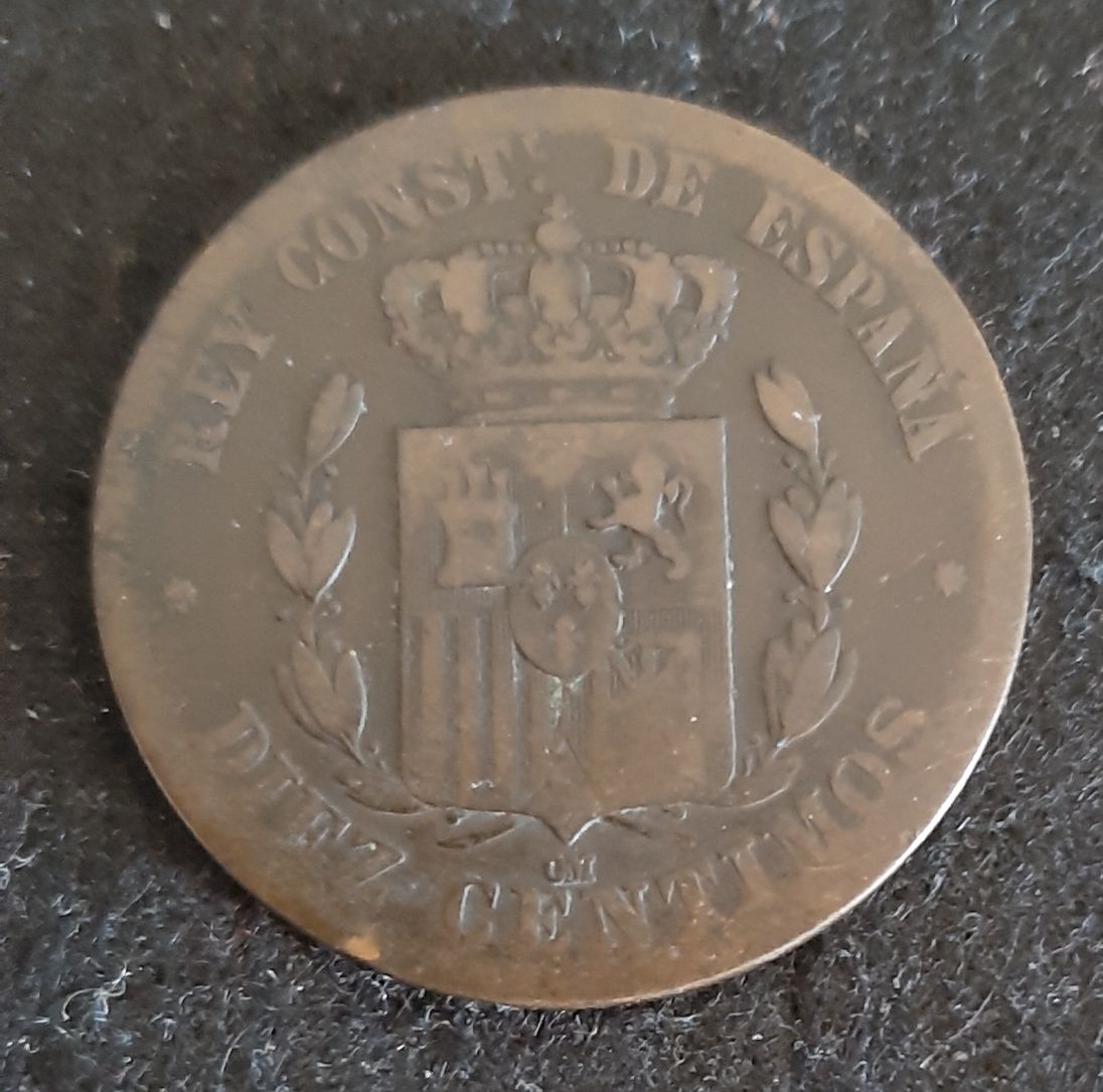 MOEDAS ESPANHA - 10 cêntimos 1878