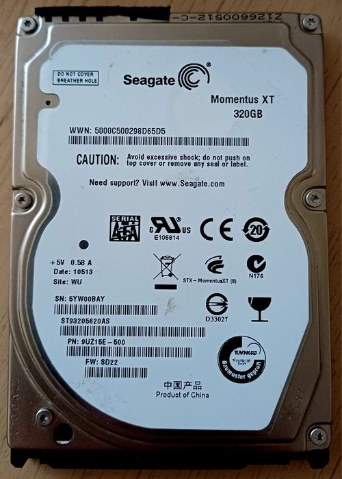 HD SATA 2.5" 500 GB, 320 GB, 250 GB, 80GB
