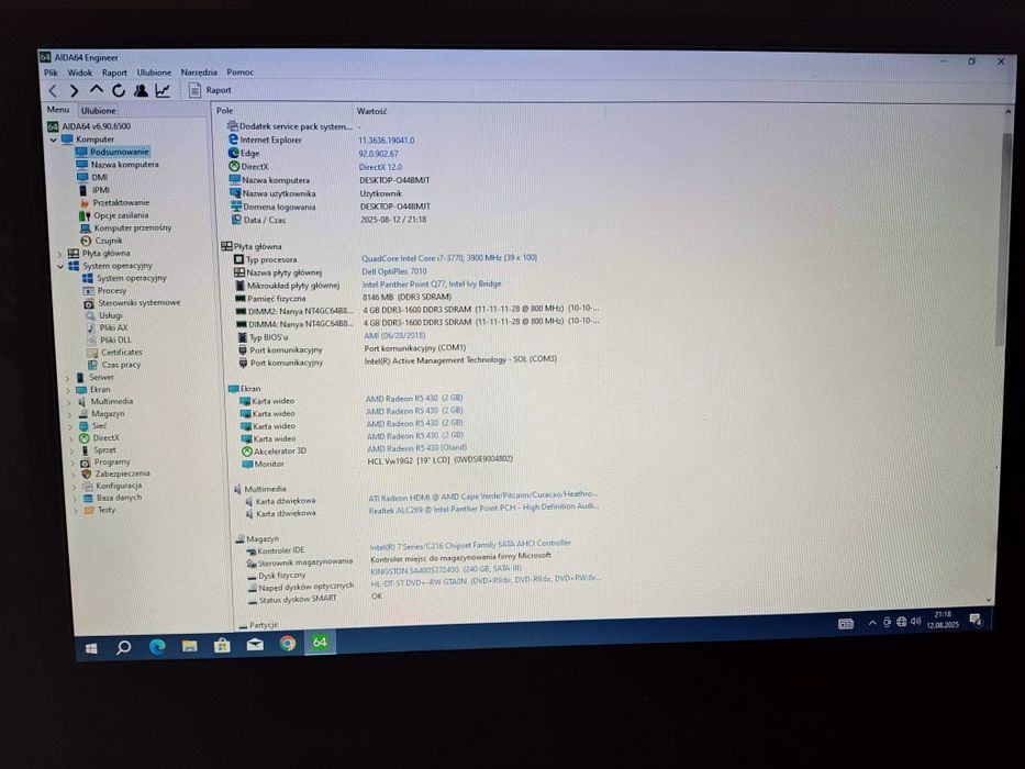 Komputer Dell Optiplex 7010  i7 / 8Gb / radeon R5 + monitor