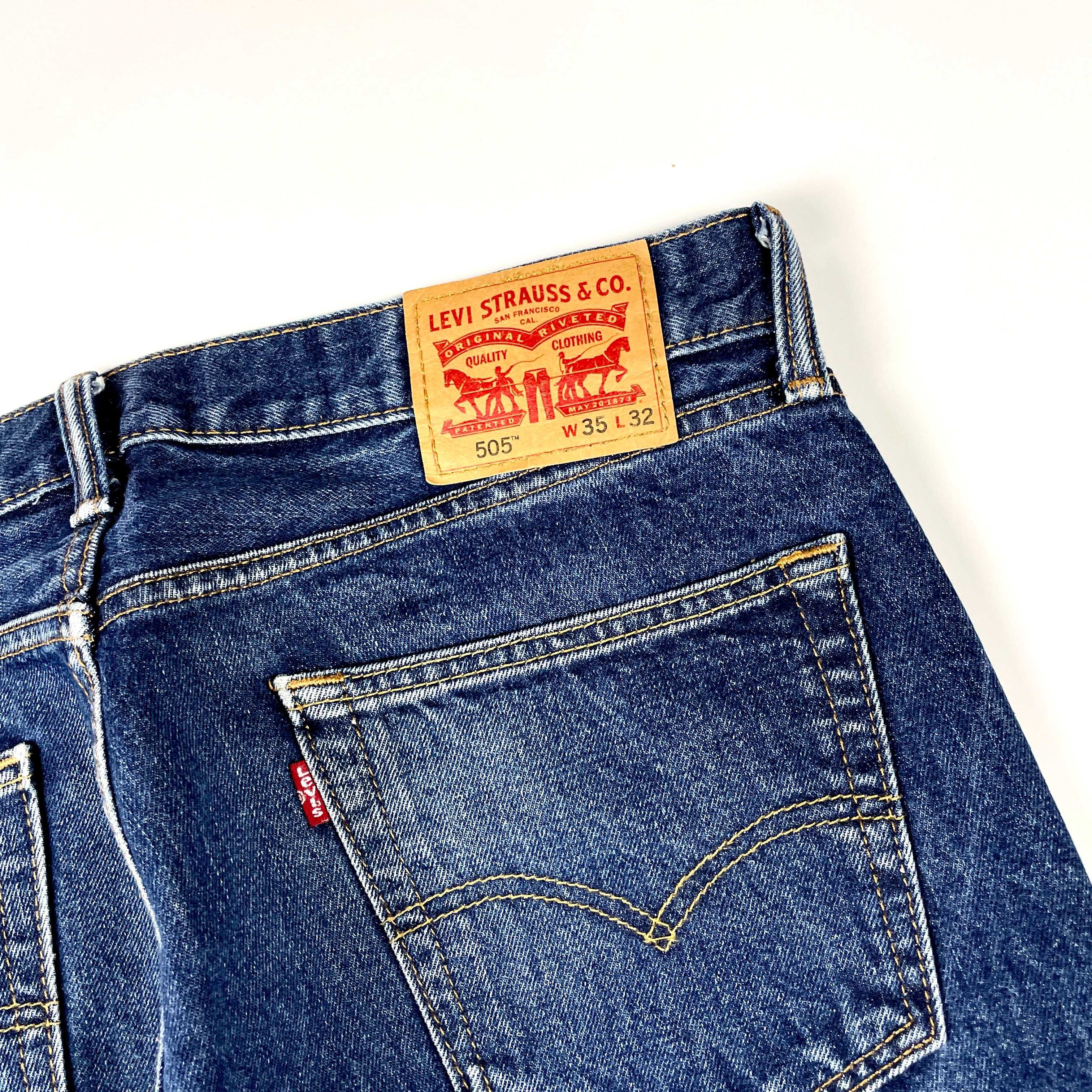 Levi’s 505 faded washed spodnie jeansowe denim navy y2k (35×32)