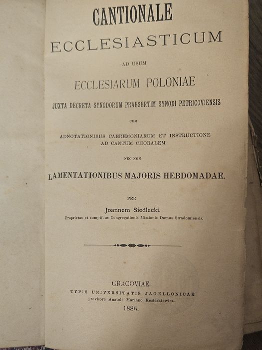Cantionale Ecclesiasticum Krakow 1886 Siedlecki