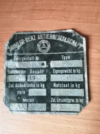 Tabliczka znamionowa  niemiecka z 1948 roku