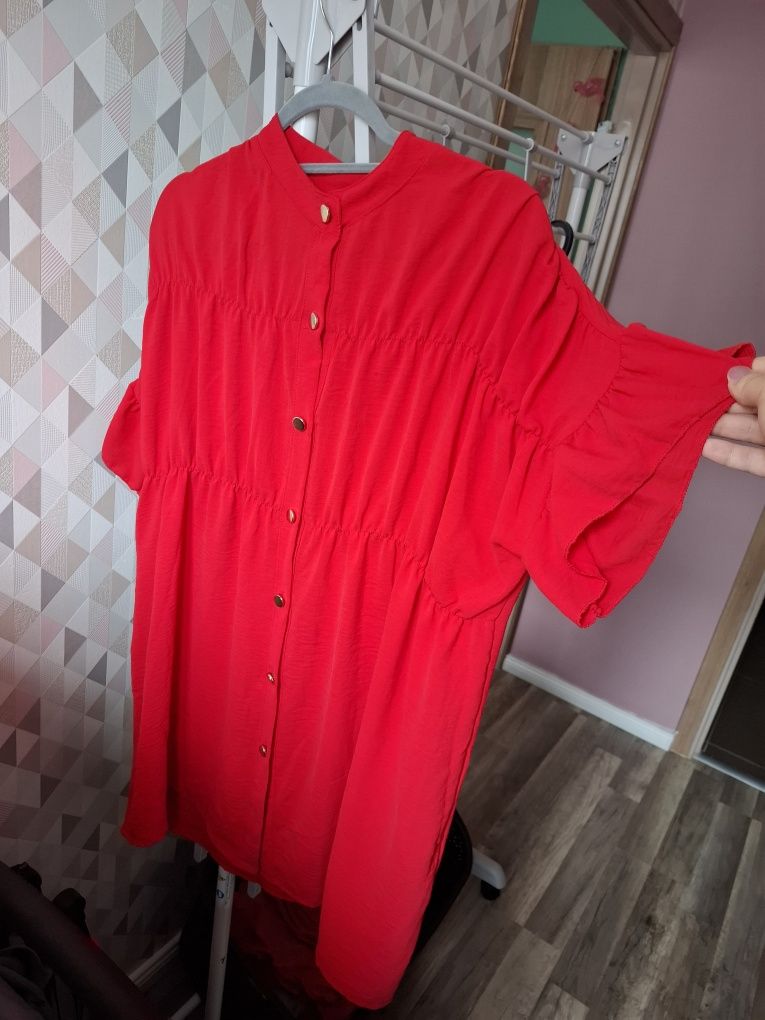 Elegancka czerwona tunika XXL