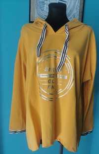 Bluza oversize asymetryczna S M L XL żółta kaptur złoto