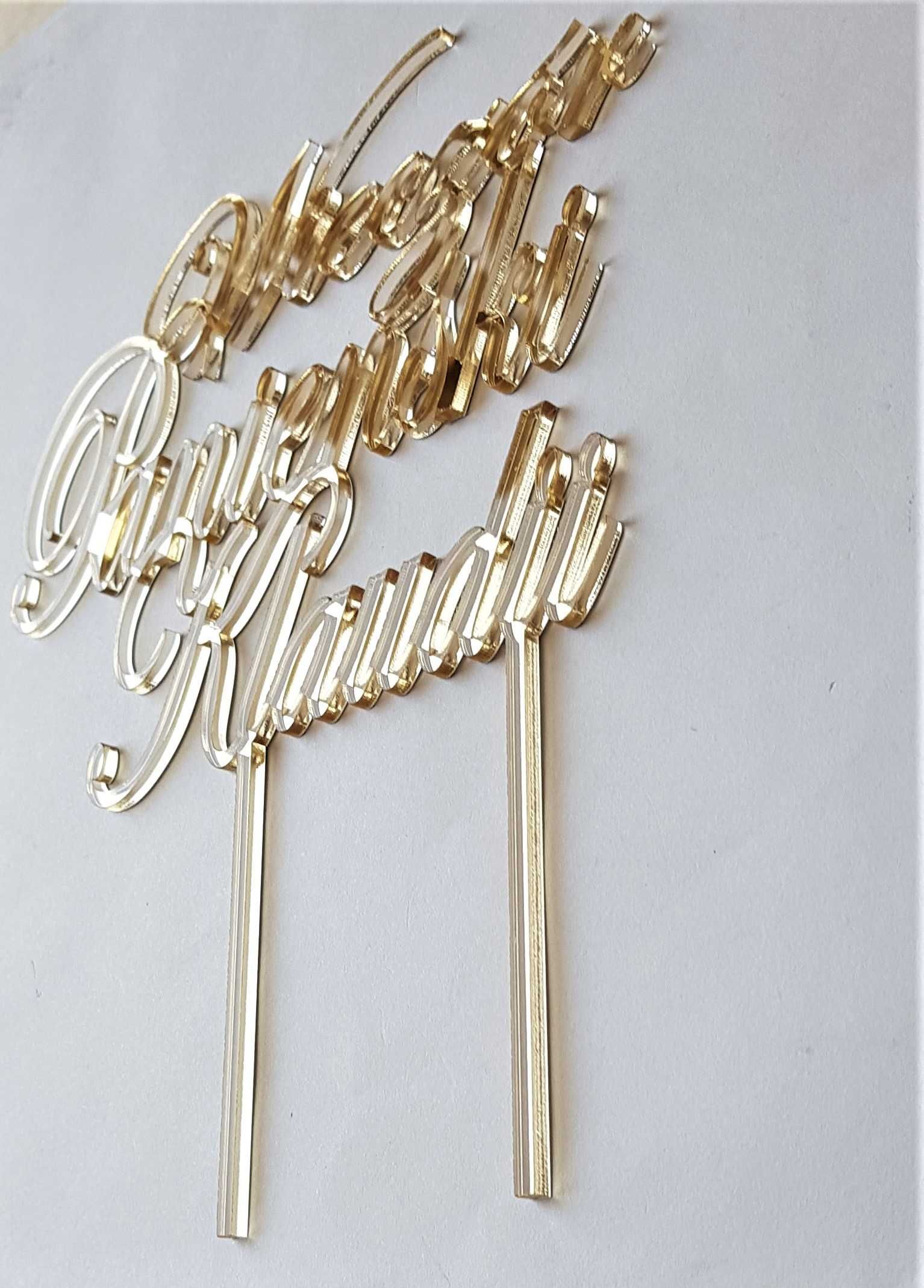 Topper złoty, personalizowany, ślub