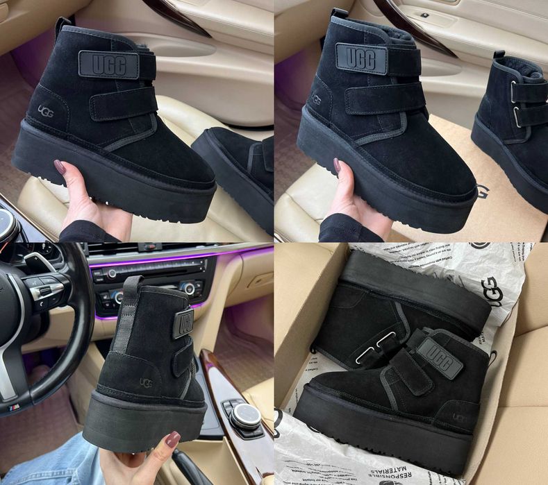 Женские ботинки UGG Neumel Platform Chukka Black 36-41 Натур Замша!