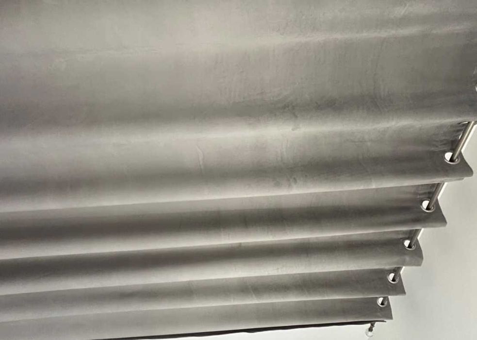 Grube zasłony półzaciemniające 140x250, 2 sztuki, welur szare jasne