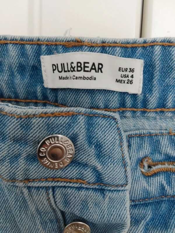 Szorty jeansowe damskie S pull&bear postrzępione nogawki guziki