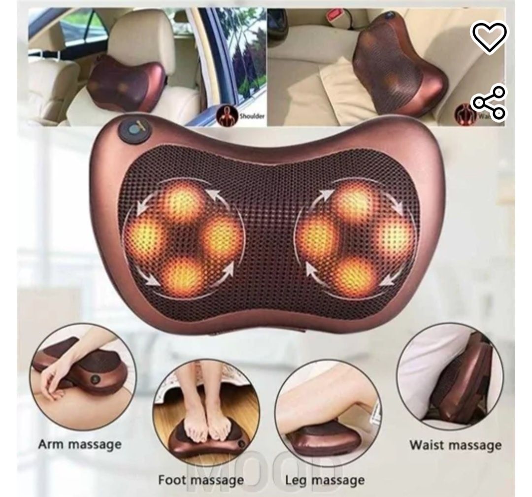 Подушка массажер для спины и шеи Massage pillow на 8 роликов