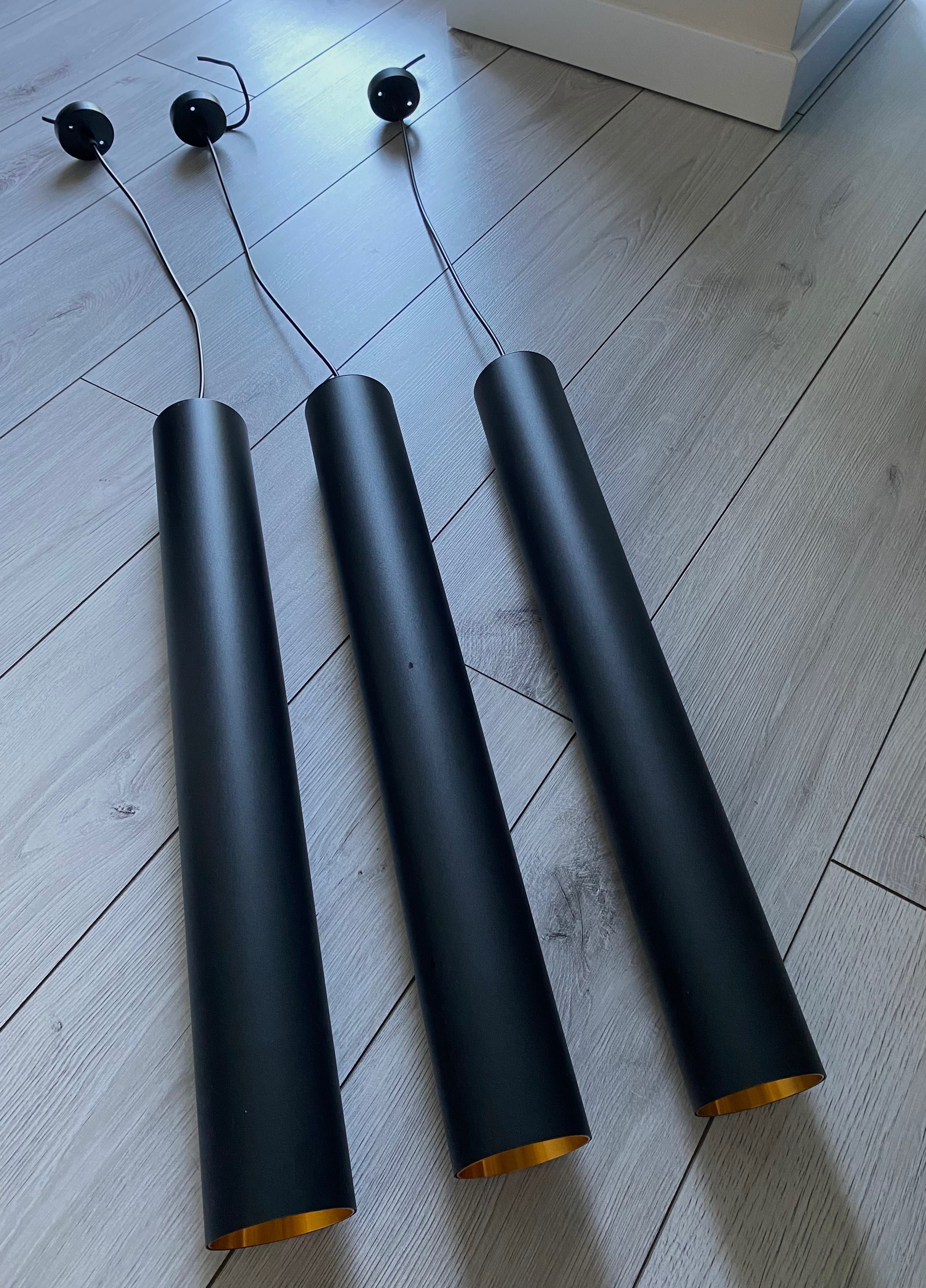 Lampy wiszące tuby metalowe w komplecie z żarówkami