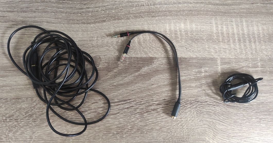 Переходник на микрофон и наушники  + кабеля 3.5 1м и 3м