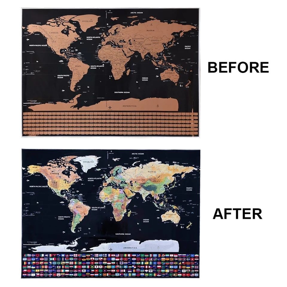 Скретч карта світу велика, класний Подарунок Рідним Коханій Подрузі