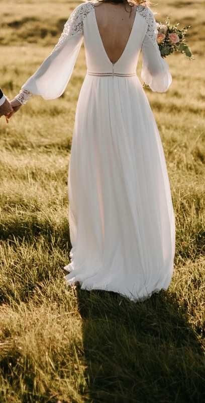 Suknia ślubna LUNA + GRATIS długi welon, szlafrok