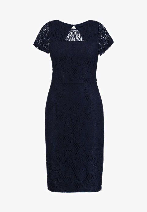 Granatowa ołowkowa koronkowa sukienka Dorothy Perkins, rozmiar 34