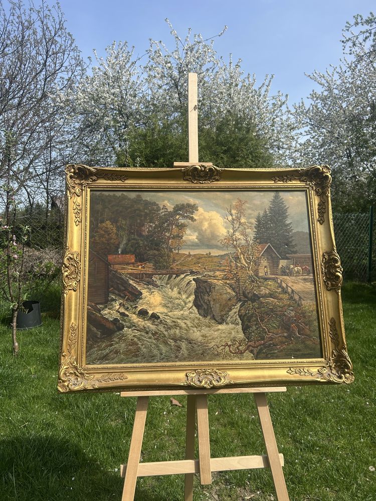 Obraz – Nadruk na płótnie  Złota rama drewniana rzeźbiona 70 x 87,5 cm