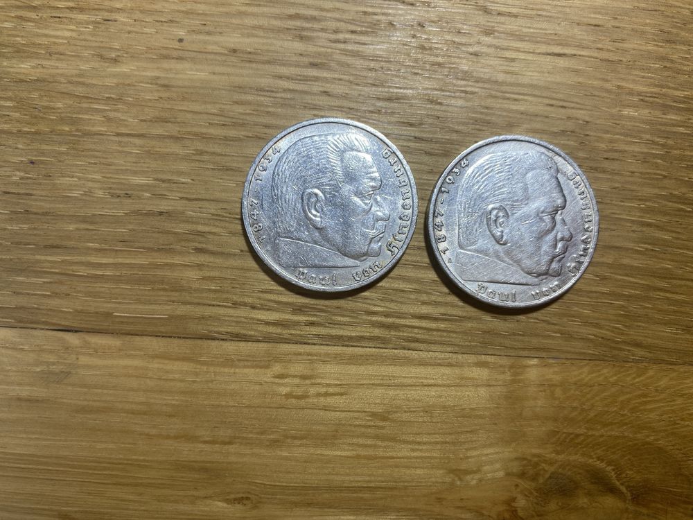 2x 5 mark Hindenburg 1936-38 SREBRO