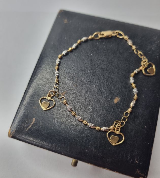 Złota bransoletka serduszka złoto 585