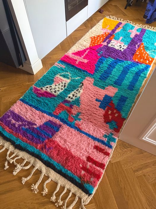 Oryginalny dywan MAROKAŃSKI chodnik berberyjski Design VINTAGE kilim