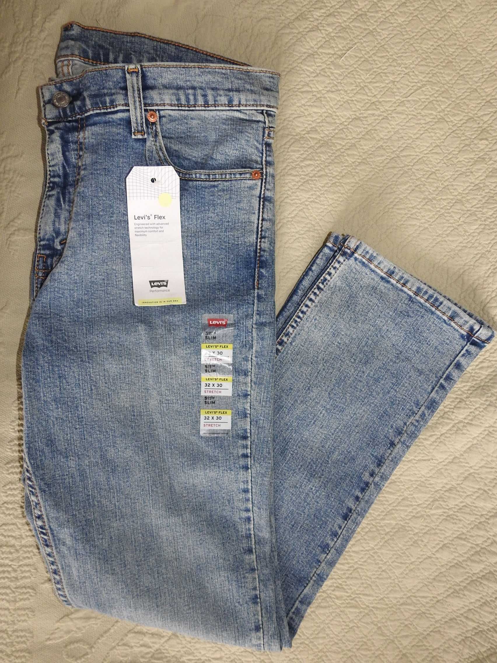 LEVIS 511 Slim Fit Flex Новые джинсы size 32 x 30 из США 100%ОРИГИНАЛ