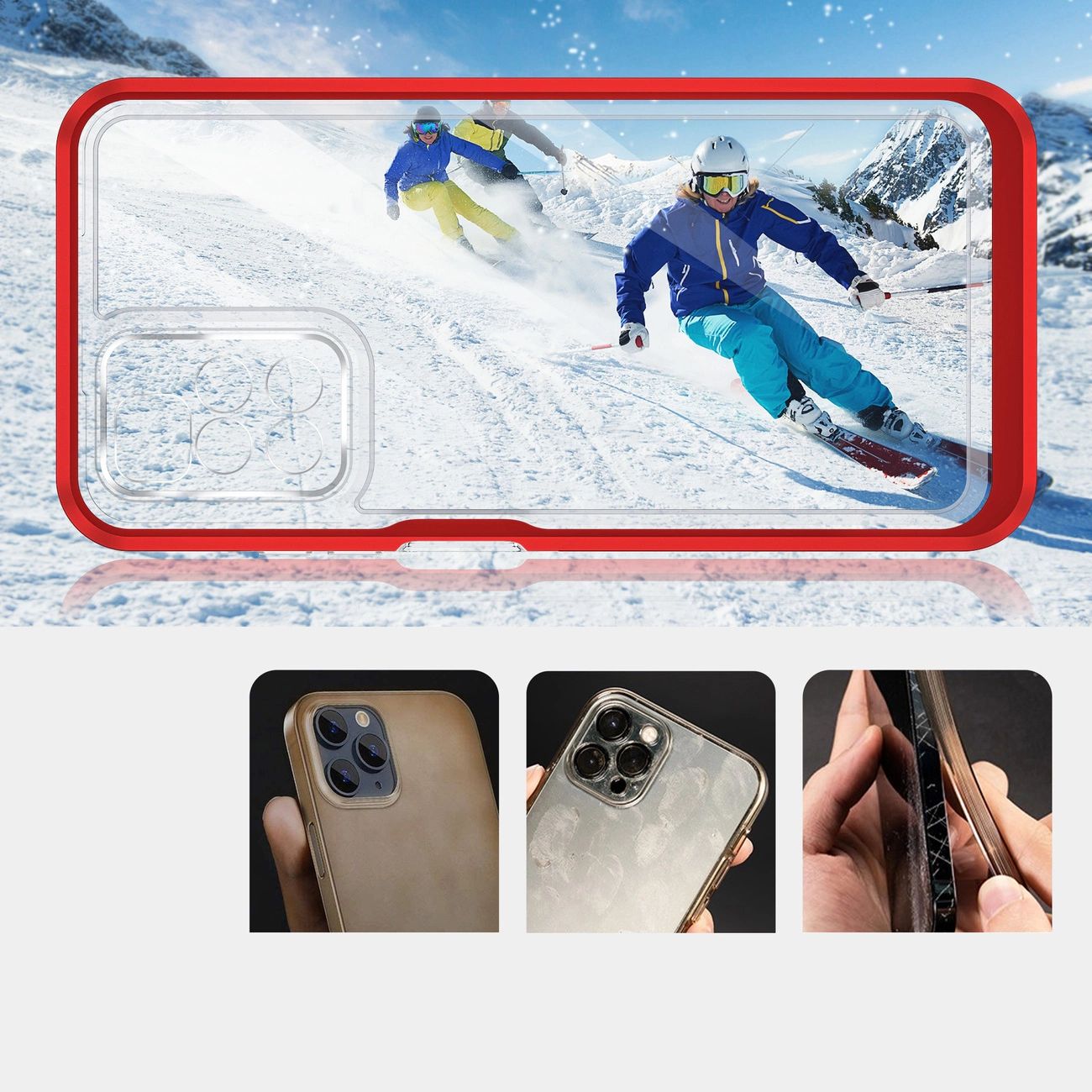 Clear 3In1 Etui Do Xiaomi Redmi 10 Żelowy Pokrowiec Z Ramką Czerwony