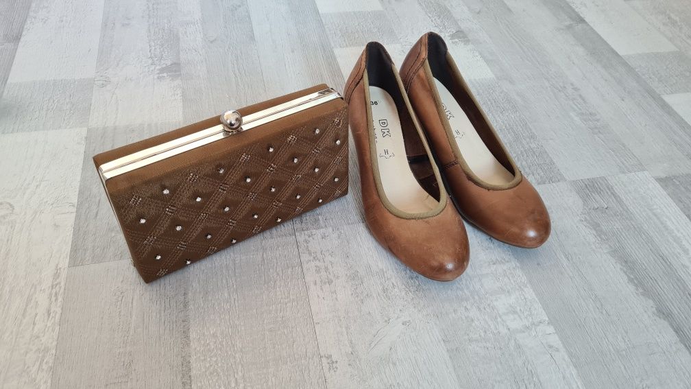 Zestaw skórzanych butów dk fashion 36 +kopertówka