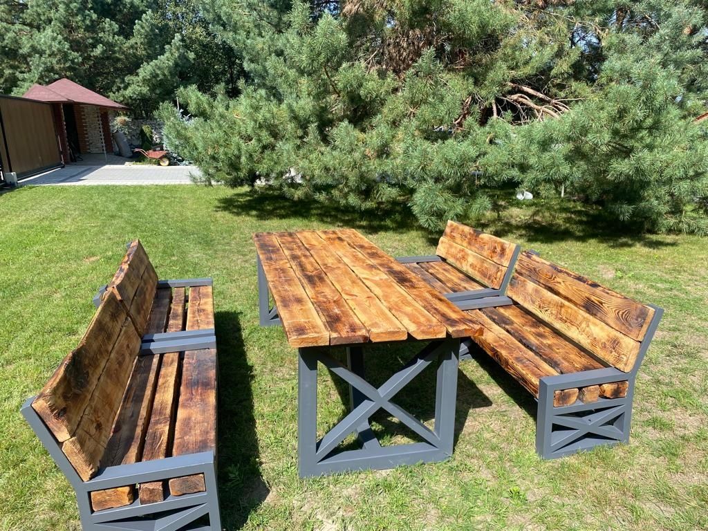 Zestaw ogrodowy Stół ogrodowy z ławkami
