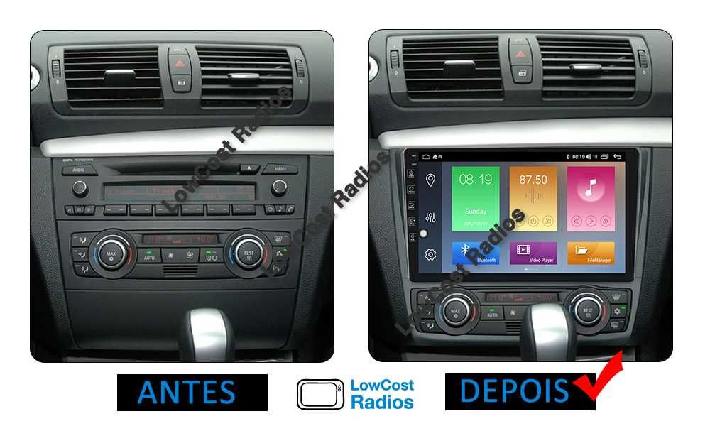 (NOVO) Rádio GPS BMW Série 1 ANDROID - E81/E82/E87/E88 (2004 a 2011)