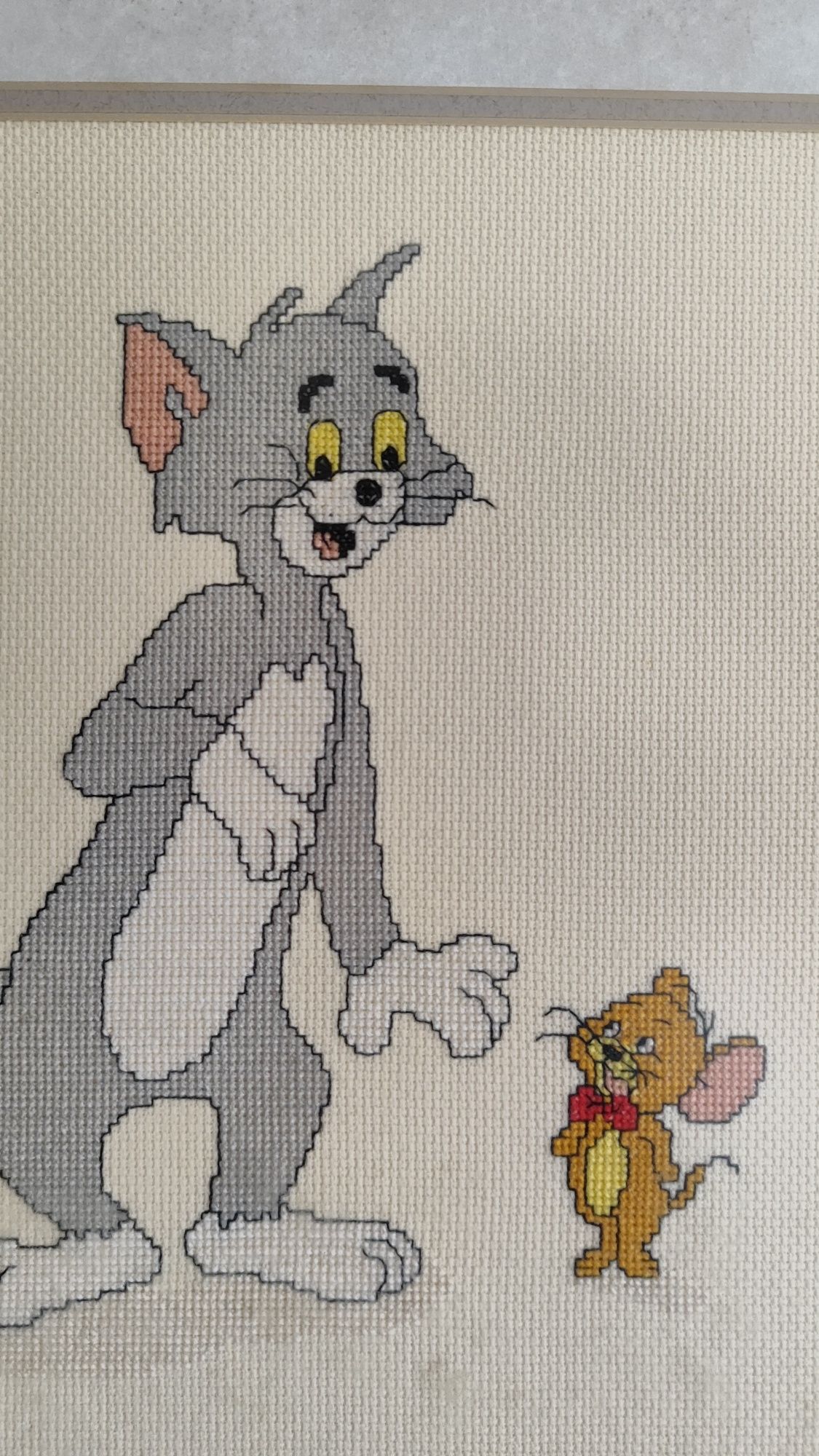 Quadro bordado Tom & Jerry