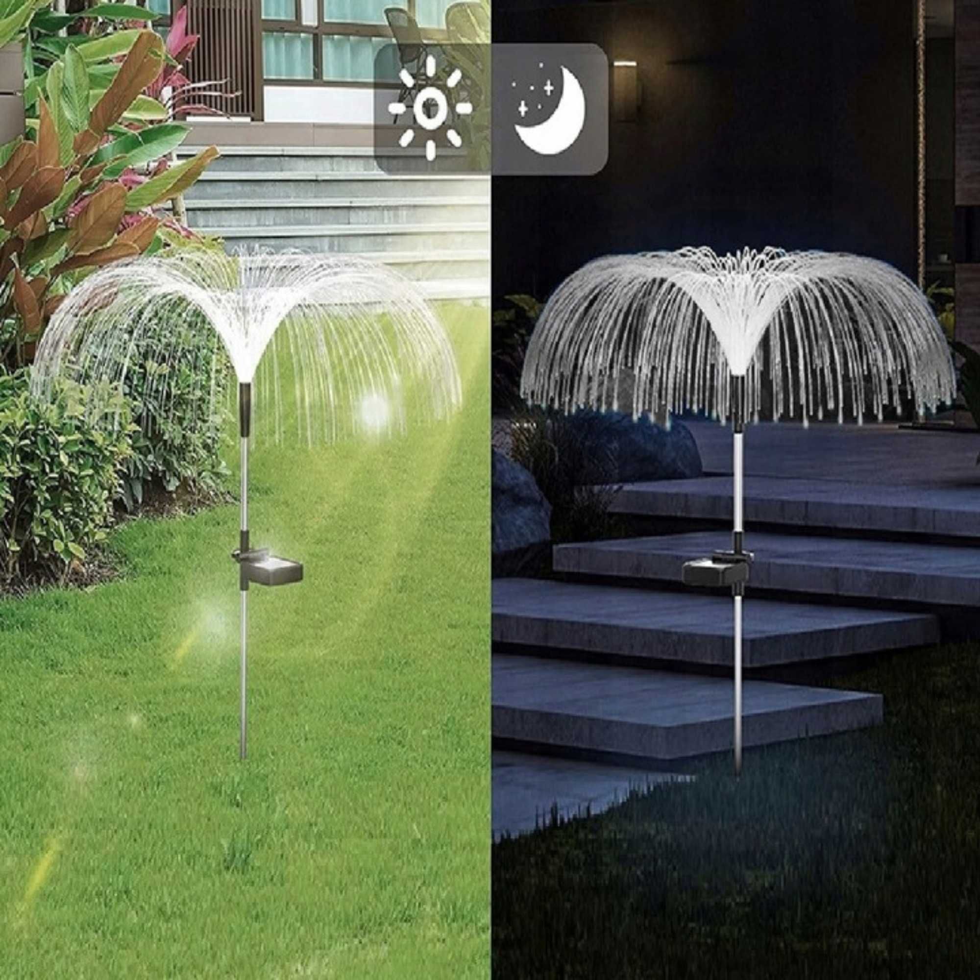 LAMPA Solarna Ogrodowa MEDUZA Wbijana ŚWIATŁOWODOWA Zestaw 2 szt.