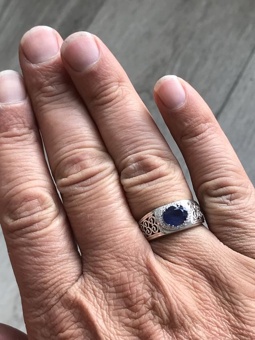 Кольцо перстень сапфир серебро