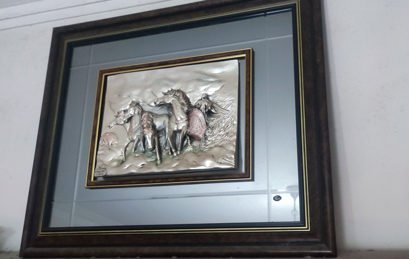 Quadro com espelho e prata de lei