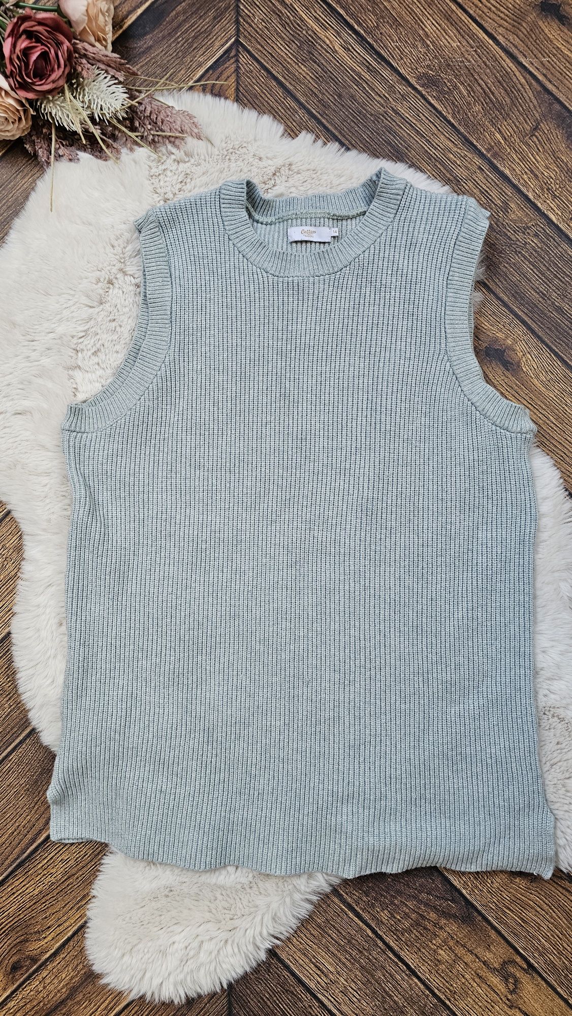 Bezrękawnik damski dzianinowy kamizelka r 42 XL Cotton Traders