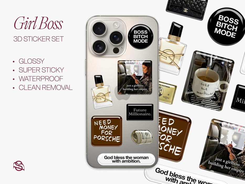Naklejki 3D – Girl Boss – motywacja do planera i laptopa