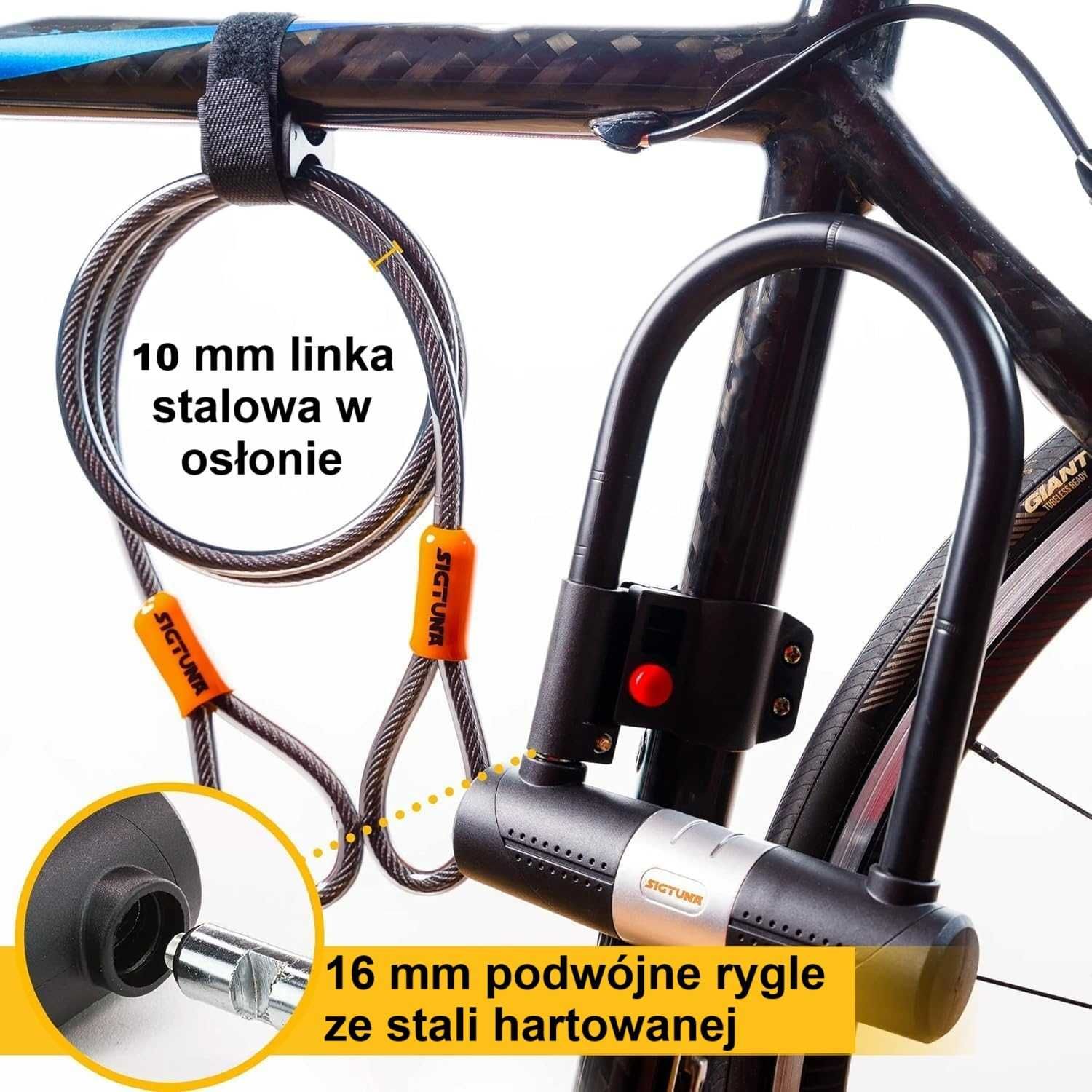 Zabezpieczenie rowerowe U-lock SIGTUNA 16mm zapięcie blokada linka