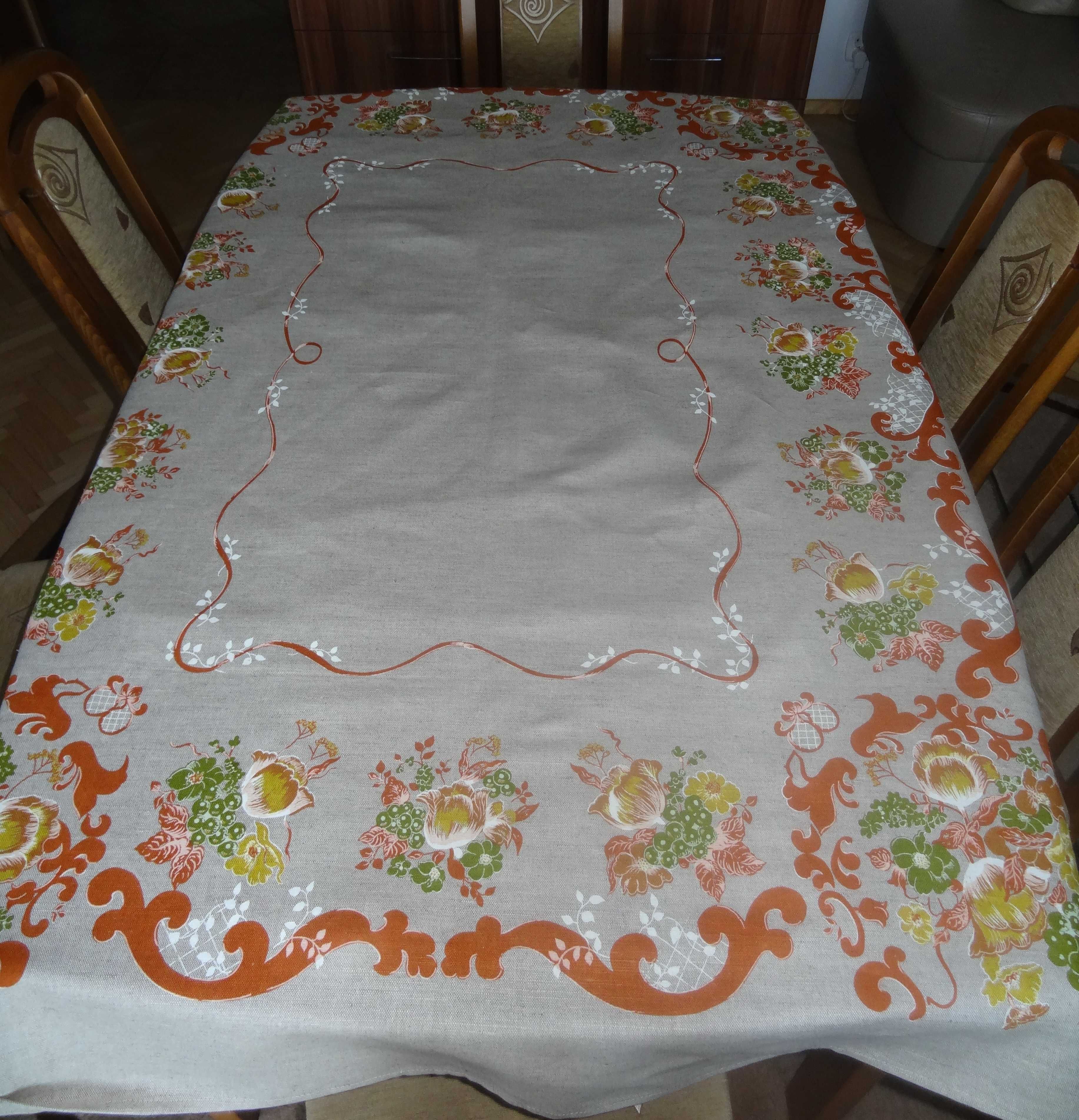 Lniany obrus, nowy bez metki w ciekawych wzorach