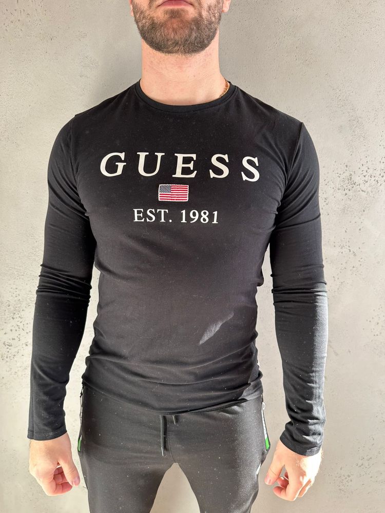 Guess oryginalna bluzka longsleeve tshirt męski czarny